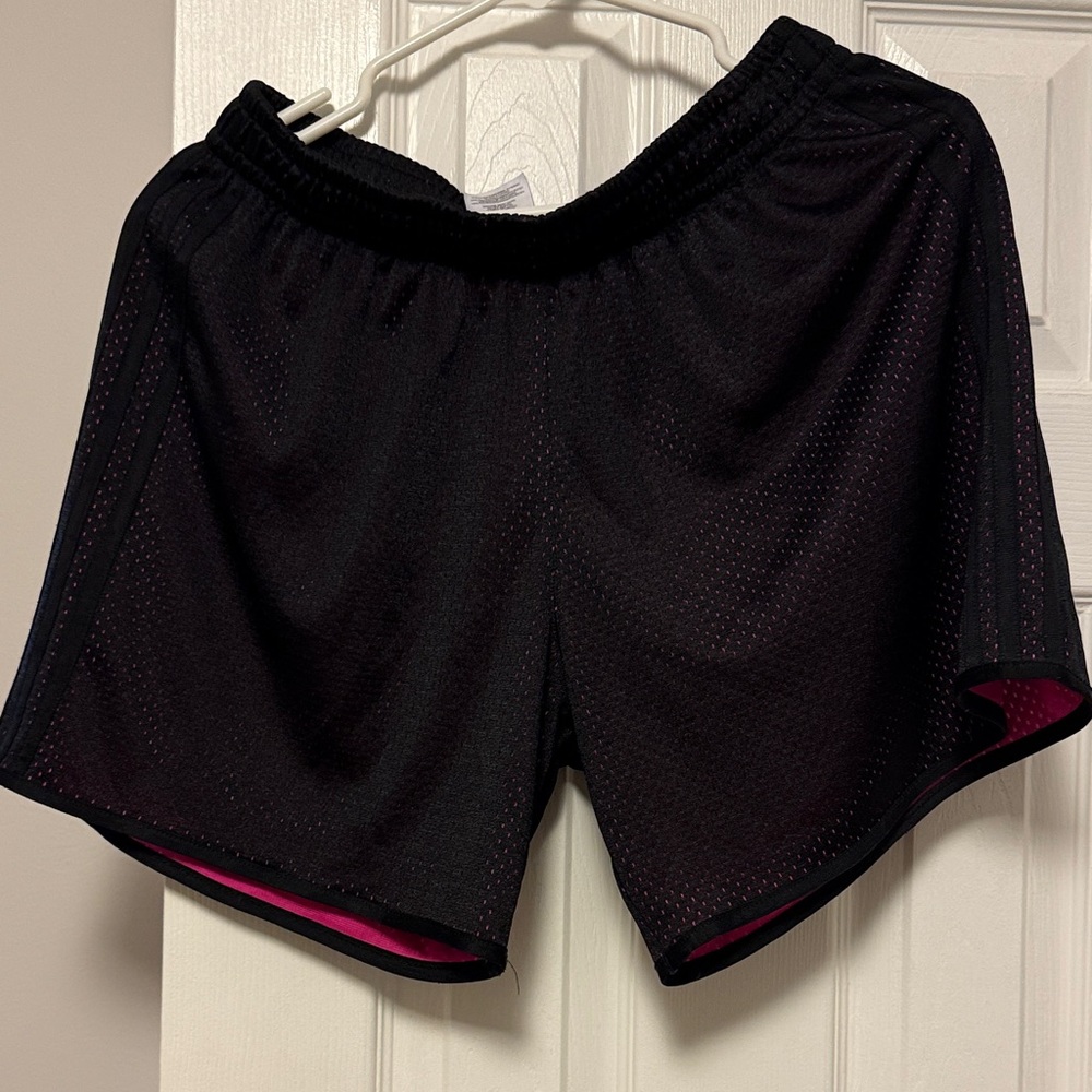 adidas Women's Black and Pink Athletic Shorts